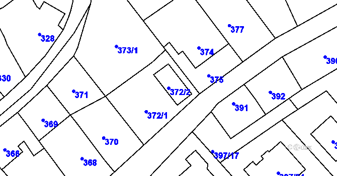 Parcela st. 372/2 v KÚ Radíkov u Olomouce, Katastrální mapa
