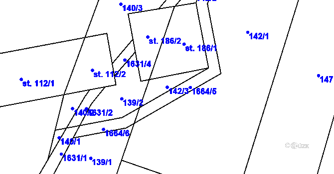 Parcela st. 142/3 v KÚ Radíkov u Hranic, Katastrální mapa