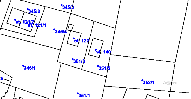 Parcela st. 140 v KÚ Radíkov u Hranic, Katastrální mapa