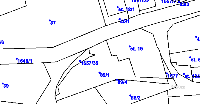 Parcela st. 89/2 v KÚ Radíkov u Hranic, Katastrální mapa