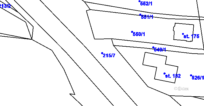 Parcela st. 215/7 v KÚ Radíkov u Hranic, Katastrální mapa