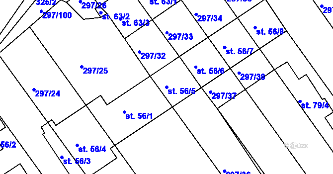 Parcela st. 56/5 v KÚ Radíkovice, Katastrální mapa