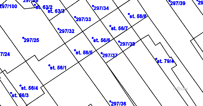 Parcela st. 297/37 v KÚ Radíkovice, Katastrální mapa
