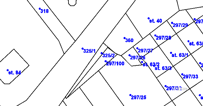 Parcela st. 325/2 v KÚ Radíkovice, Katastrální mapa