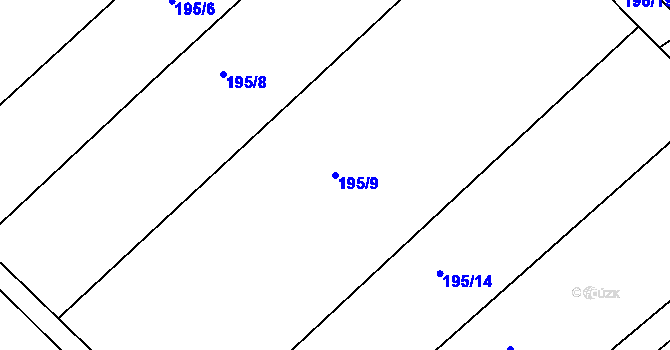 Parcela st. 195/9 v KÚ Radíkovice, Katastrální mapa