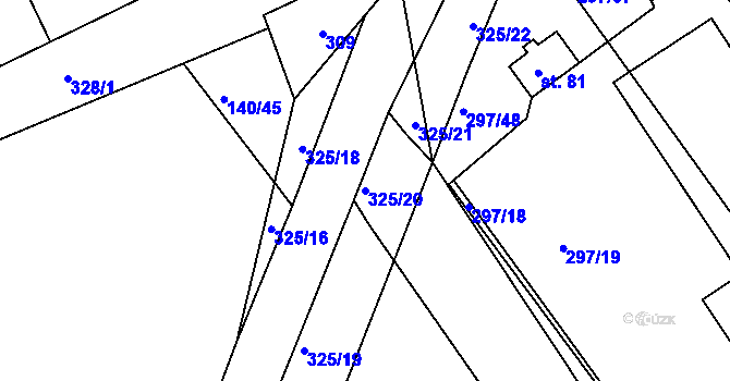 Parcela st. 325/20 v KÚ Radíkovice, Katastrální mapa