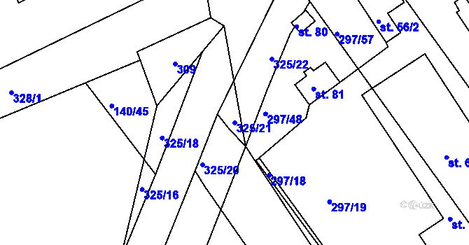 Parcela st. 325/21 v KÚ Radíkovice, Katastrální mapa