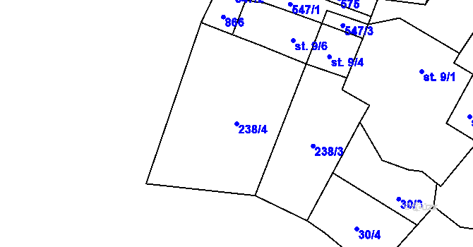 Parcela st. 238/4 v KÚ Radim u Kolína, Katastrální mapa
