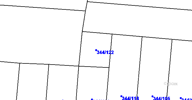 Parcela st. 344/122 v KÚ Radim u Kolína, Katastrální mapa