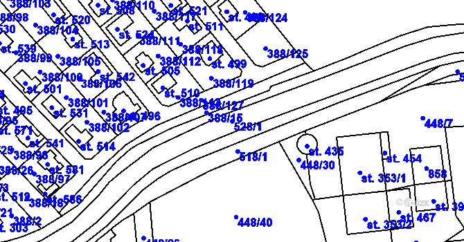 Parcela st. 528/1 v KÚ Radim u Kolína, Katastrální mapa