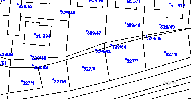 Parcela st. 329/63 v KÚ Radim u Kolína, Katastrální mapa