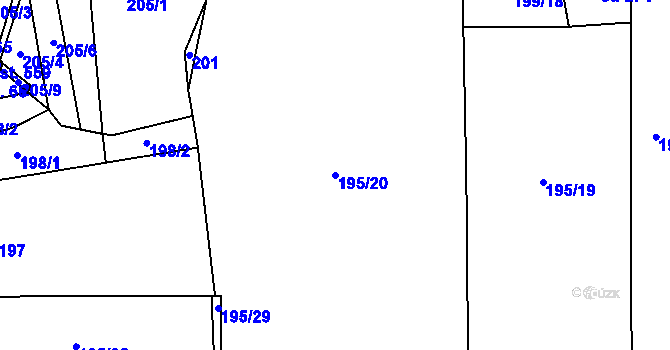 Parcela st. 195/20 v KÚ Radim u Kolína, Katastrální mapa