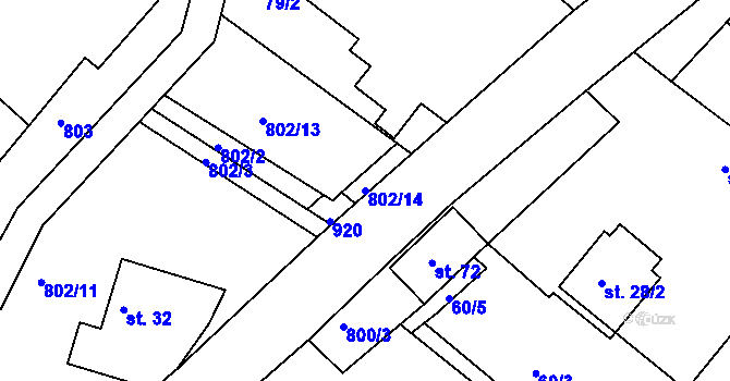 Parcela st. 802/14 v KÚ Radim, Katastrální mapa
