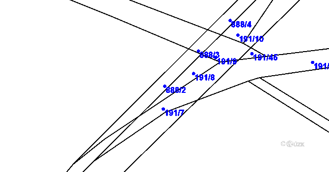 Parcela st. 888/2 v KÚ Radim, Katastrální mapa