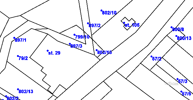 Parcela st. 802/15 v KÚ Radim, Katastrální mapa