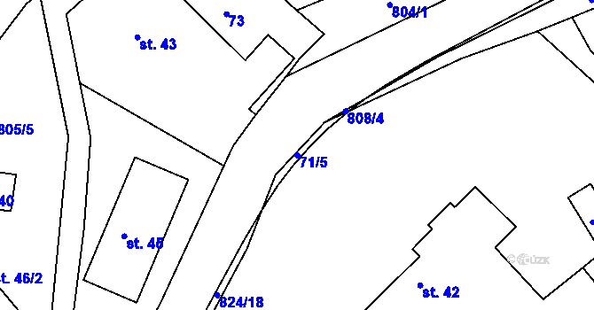 Parcela st. 71/5 v KÚ Radim, Katastrální mapa