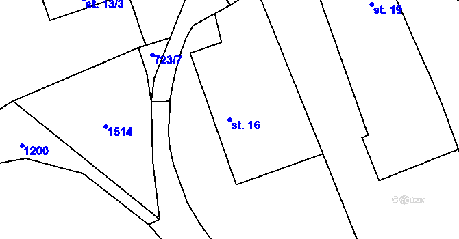 Parcela st. 16 v KÚ Dřevěnice, Katastrální mapa