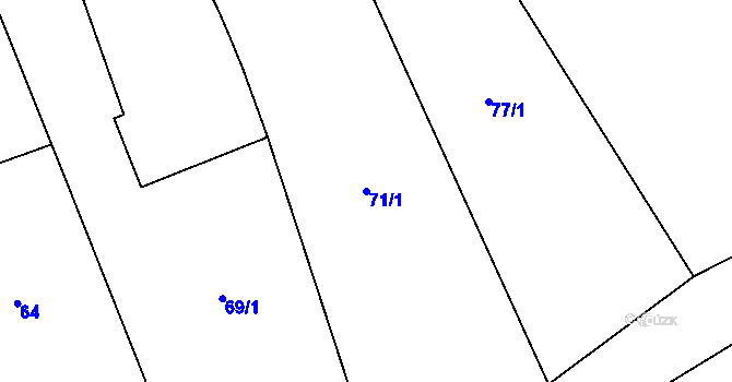 Parcela st. 71/1 v KÚ Dřevěnice, Katastrální mapa