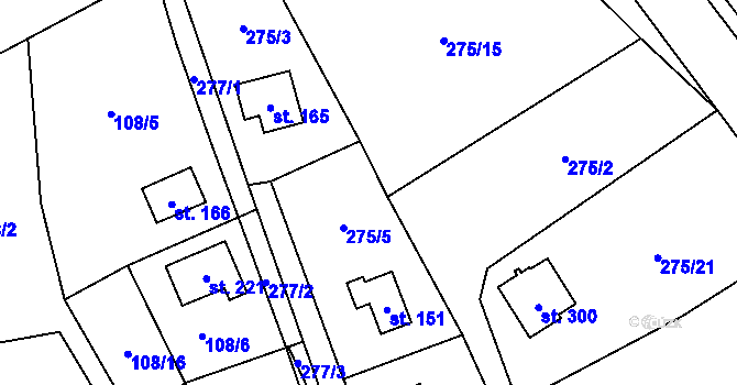 Parcela st. 275/17 v KÚ Dřevěnice, Katastrální mapa