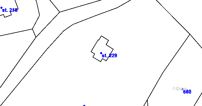 Parcela st. 229 v KÚ Dřevěnice, Katastrální mapa