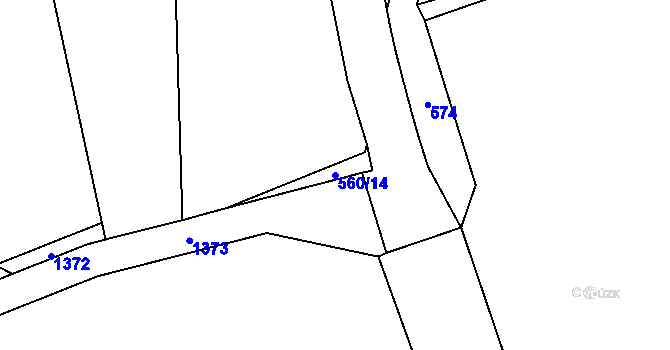Parcela st. 560/14 v KÚ Dřevěnice, Katastrální mapa