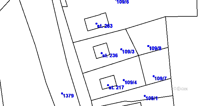 Parcela st. 236 v KÚ Dřevěnice, Katastrální mapa