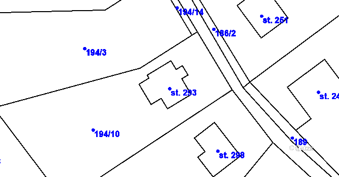 Parcela st. 293 v KÚ Dřevěnice, Katastrální mapa
