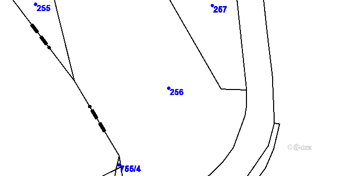 Parcela st. 256 v KÚ Lháň, Katastrální mapa