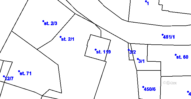 Parcela st. 119 v KÚ Radim u Jičína, Katastrální mapa