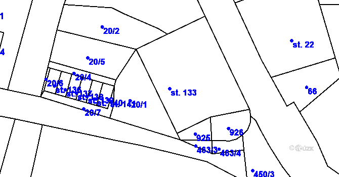 Parcela st. 133 v KÚ Radim u Jičína, Katastrální mapa