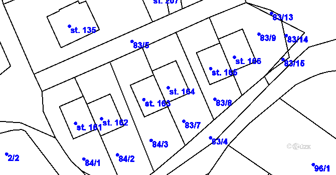 Parcela st. 164 v KÚ Radim u Jičína, Katastrální mapa