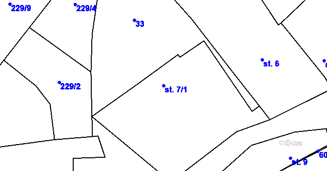 Parcela st. 7/1 v KÚ Studeňany, Katastrální mapa