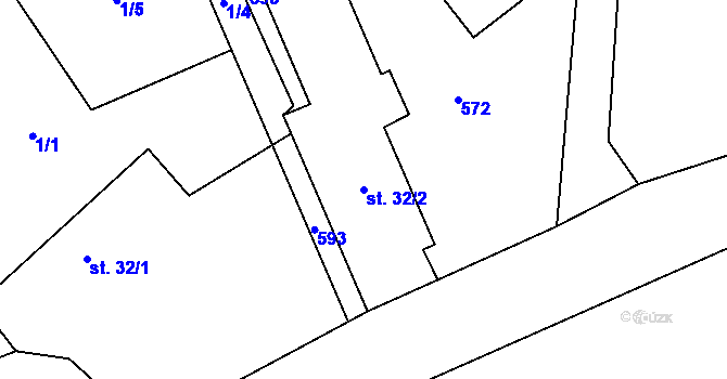 Parcela st. 32/2 v KÚ Studeňany, Katastrální mapa