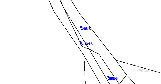 Parcela st. 316/16 v KÚ Studeňany, Katastrální mapa