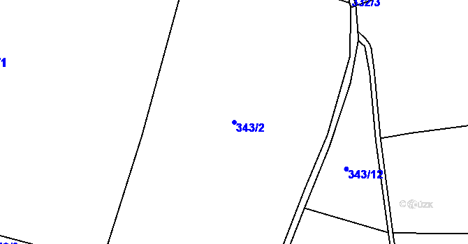 Parcela st. 343/2 v KÚ Studeňany, Katastrální mapa