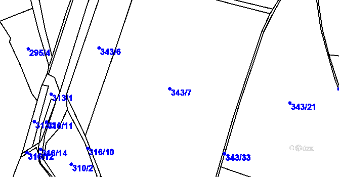 Parcela st. 343/7 v KÚ Studeňany, Katastrální mapa