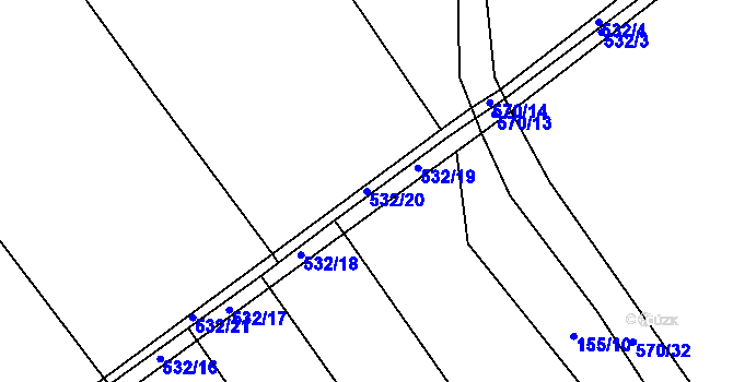 Parcela st. 532/20 v KÚ Studeňany, Katastrální mapa