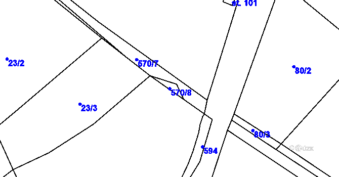 Parcela st. 570/8 v KÚ Studeňany, Katastrální mapa