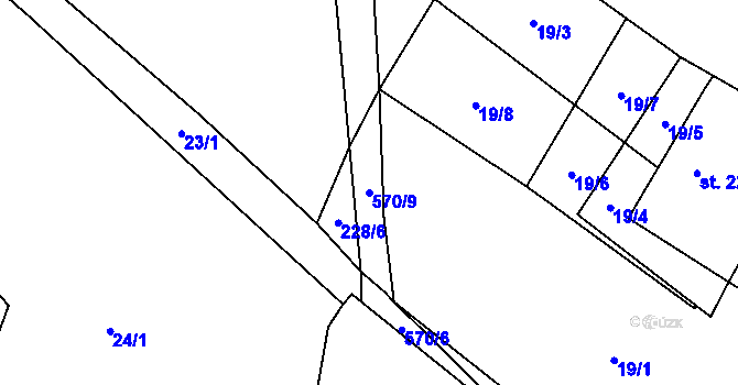 Parcela st. 570/9 v KÚ Studeňany, Katastrální mapa