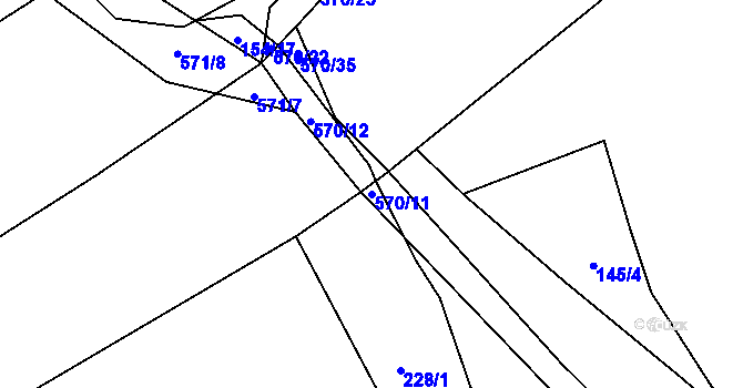 Parcela st. 570/11 v KÚ Studeňany, Katastrální mapa