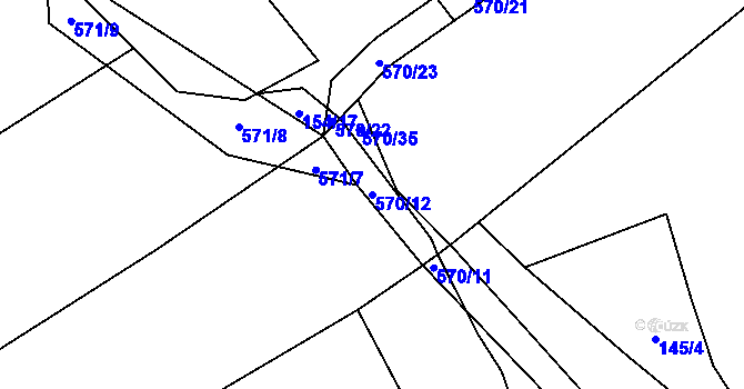 Parcela st. 570/12 v KÚ Studeňany, Katastrální mapa