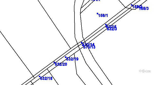 Parcela st. 570/14 v KÚ Studeňany, Katastrální mapa