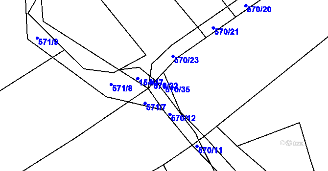 Parcela st. 570/35 v KÚ Studeňany, Katastrální mapa
