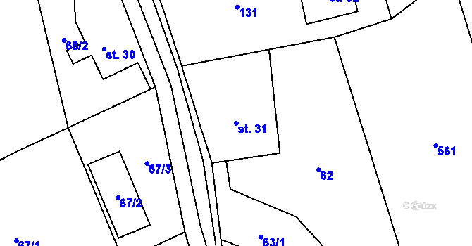 Parcela st. 31 v KÚ Tužín, Katastrální mapa