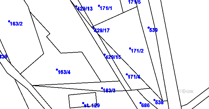 Parcela st. 429/15 v KÚ Tužín, Katastrální mapa