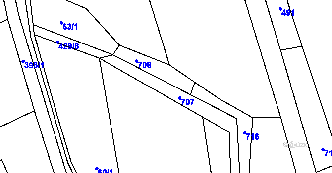 Parcela st. 429/19 v KÚ Tužín, Katastrální mapa