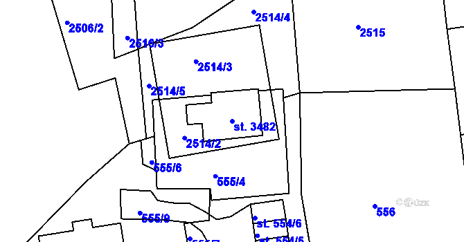 Parcela st. 3482 v KÚ Radiměř, Katastrální mapa