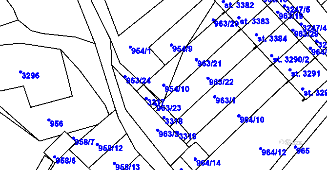 Parcela st. 954/10 v KÚ Radiměř, Katastrální mapa