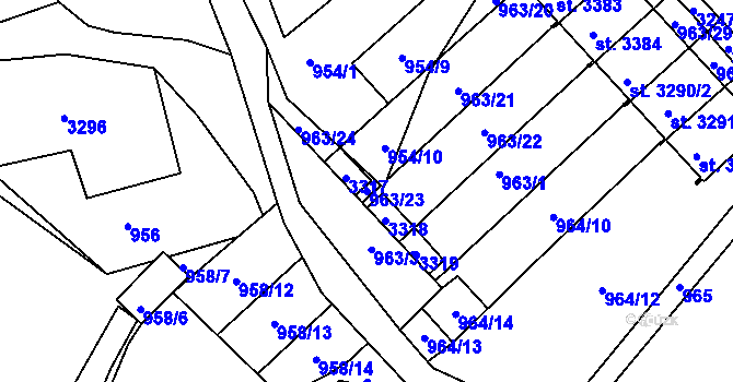 Parcela st. 963/23 v KÚ Radiměř, Katastrální mapa