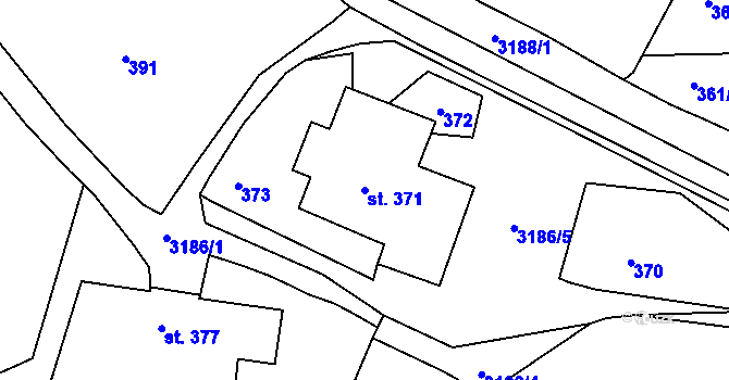 Parcela st. 371 v KÚ Radiměř, Katastrální mapa